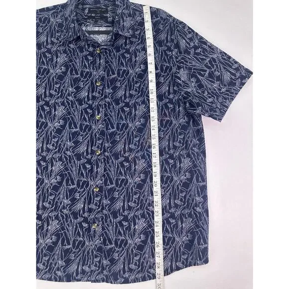Banana Republic Blue & White Linen Floral Slim Fit Button Up Shirt Size L - Picture 6 of 8